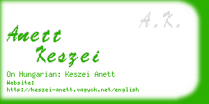 anett keszei business card